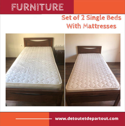 Set of 2 single Beds with Mattress