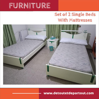 Set of 2 single Beds with Mattress