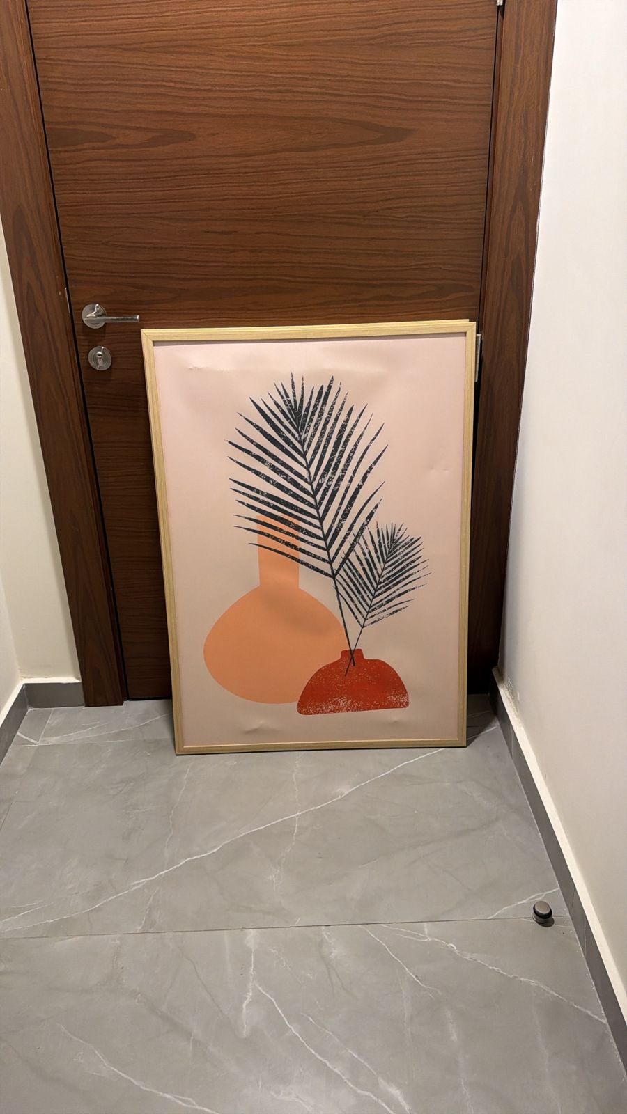 L Shape Corner with Table and Paintings