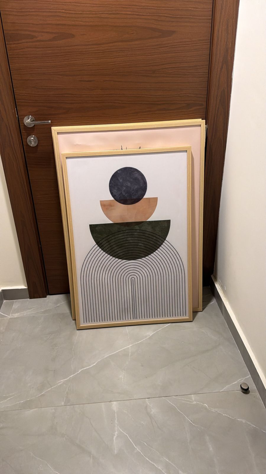 L Shape Corner with Table and Paintings