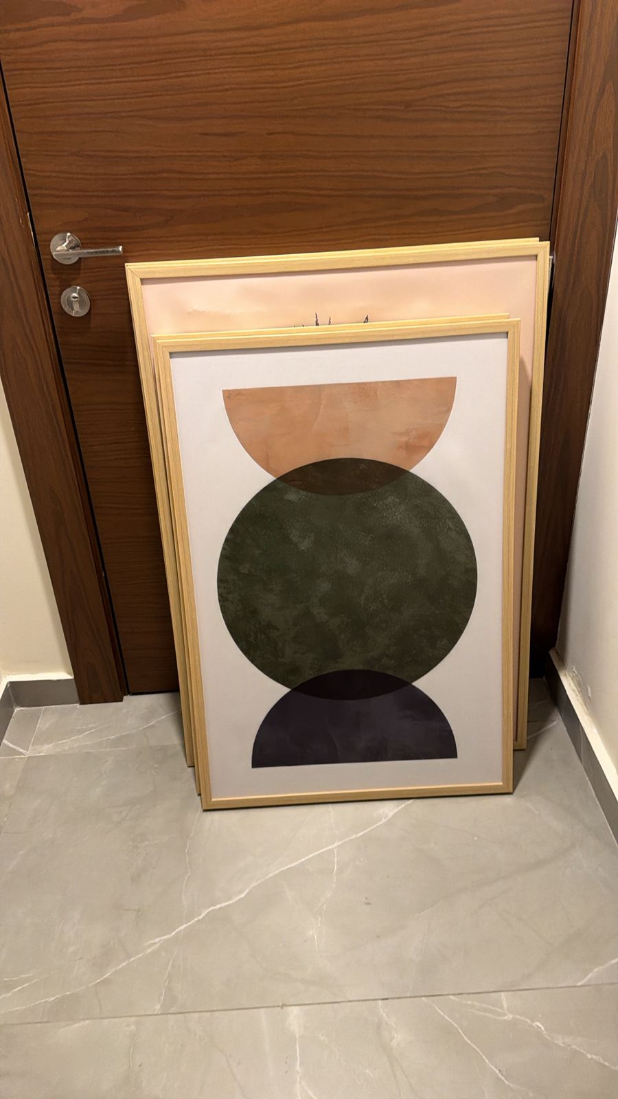 L Shape Corner with Table and Paintings