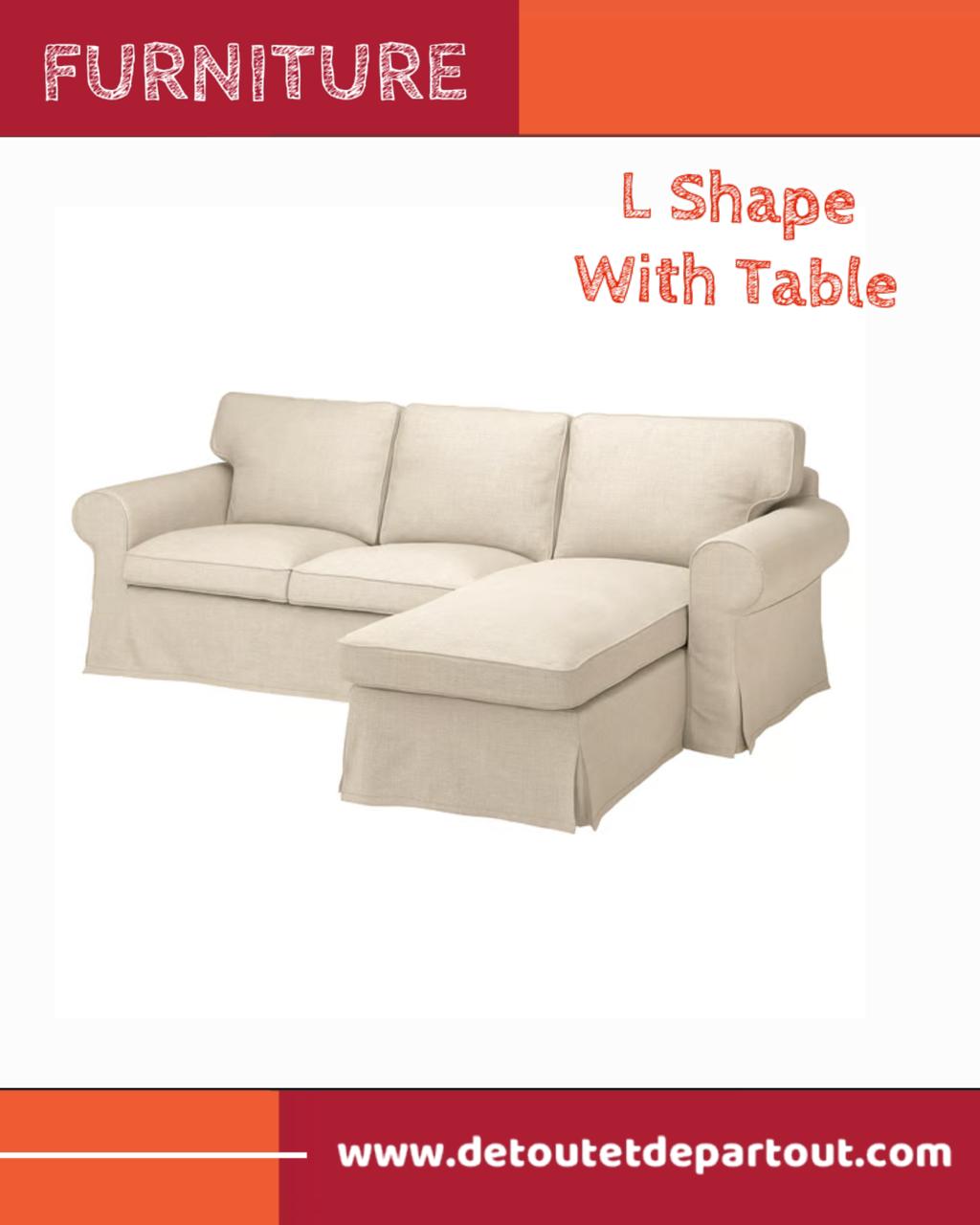 L Shape Corner with Table and Paintings