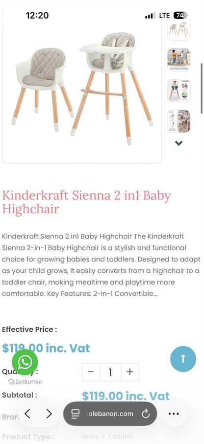 High Chair 2 in 1